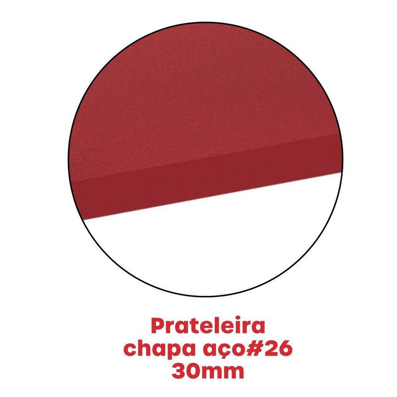 Estante De Estrutura Metálica Com 6 Prateleiras 175cm(a)92acm(l)40cm(p) Com Reforço Vermelho