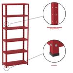 Estante De Estrutura Metálica Com 6 Prateleiras 175cm(a)92acm(l)40cm(p) Com Reforço Vermelho