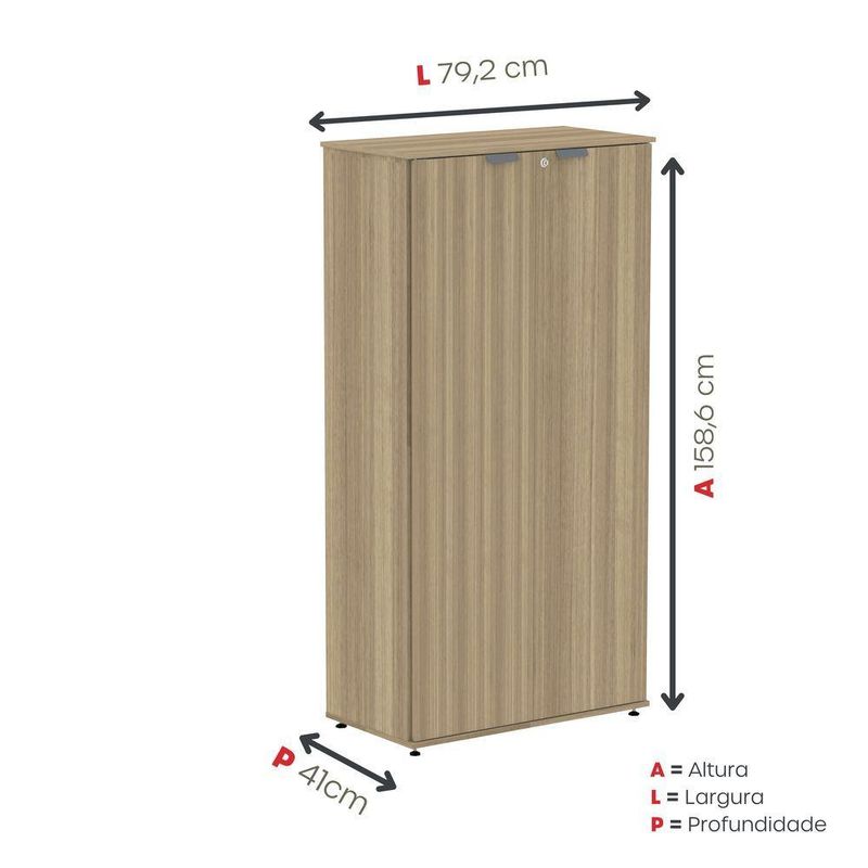 Armário Alto Para Escritório 2 Portas Com Chave 160cm Linha P15