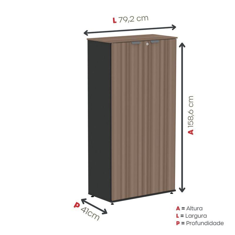 Armário Alto Para Escritório 2 Portas Com Chave 160cm Linha P15