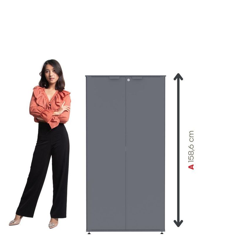Armário Alto Para Escritório 2 Portas Com Chave 160cm Linha P15