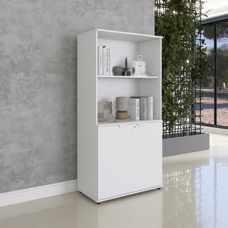 Armário Misto Para Escritório 2 Portas Com Chave 160cm Linha P15