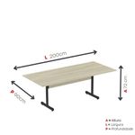Mesa De Reunião 200cm Para Escritório Com Pés Tubulares Em Aço Linha P15