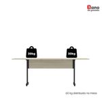 Mesa De Reunião 200cm Para Escritório Com Pés Tubulares Em Aço Linha P15