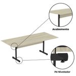 Mesa De Reunião 200cm Para Escritório Com Pés Tubulares Em Aço Linha P15