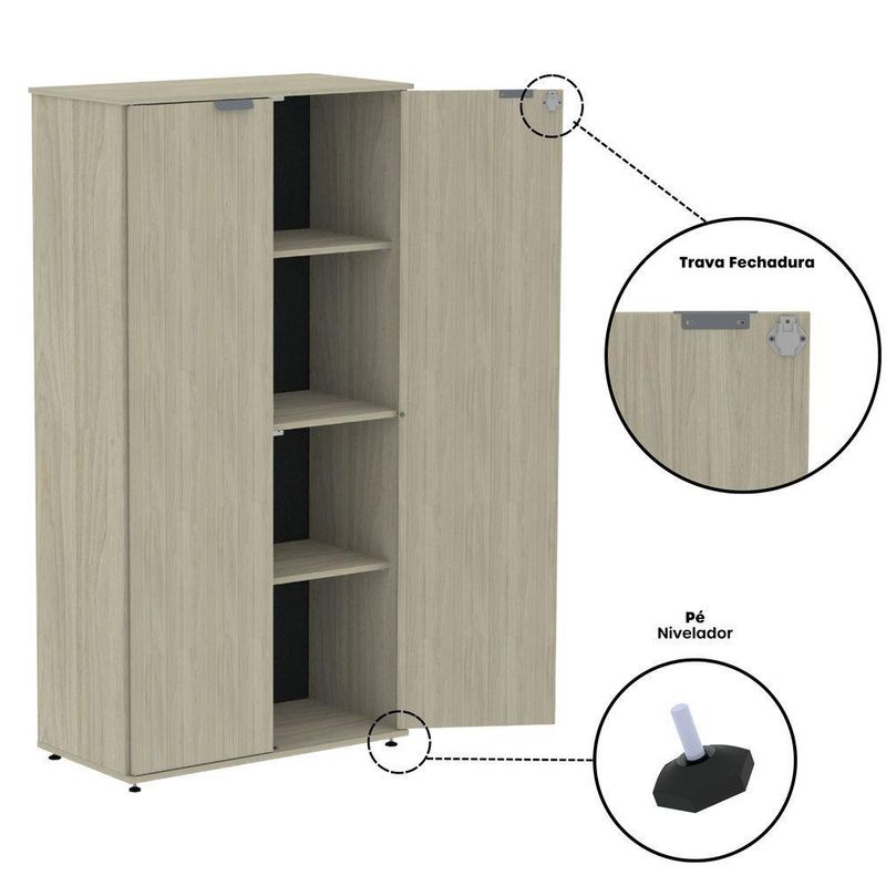 Armário Alto Para Escritório 2 Portas Com Chave 160cm Linha P15