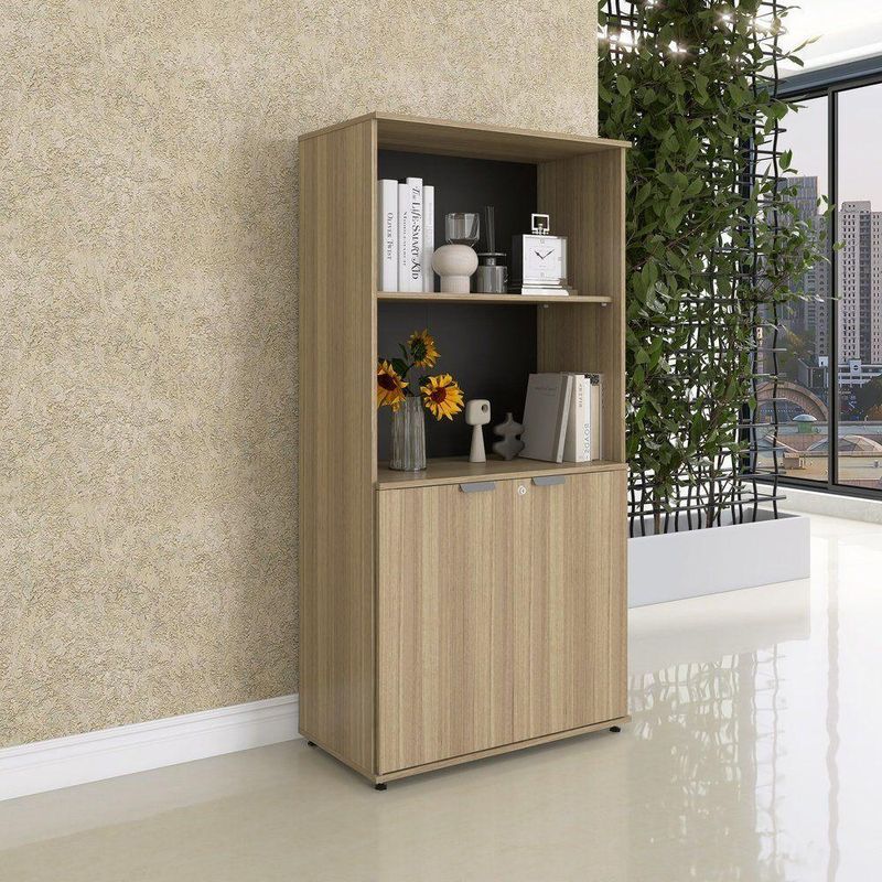 Armário Misto Para Escritório 2 Portas Com Chave 160cm Linha P15