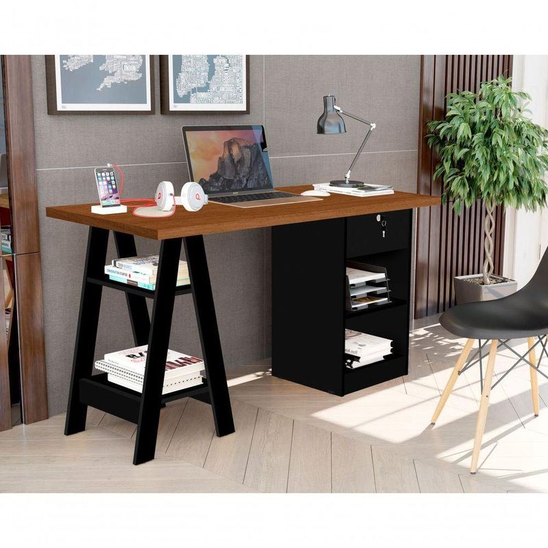 Escrivaninha Bali Canela/preto - Vrk Comercio On-line