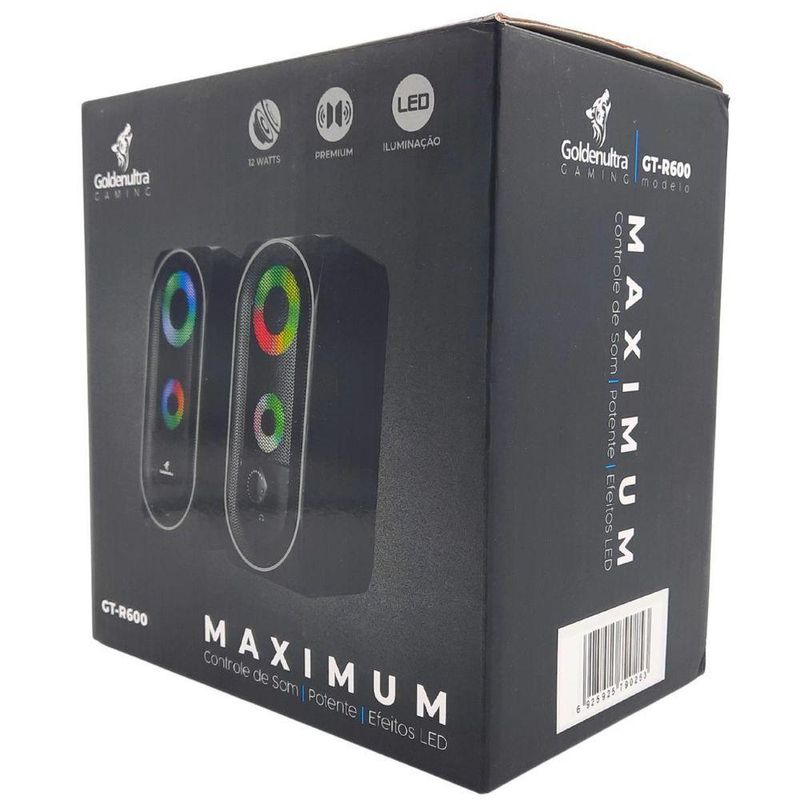 Caixa De Som Potente Para Computador Pc Subwoofer Led Rgb