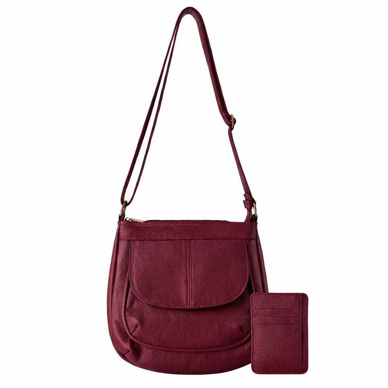 Kit Bolsa E Porta Cartões Topgrife Couro Legítimo Cor Bordô Tamanho único