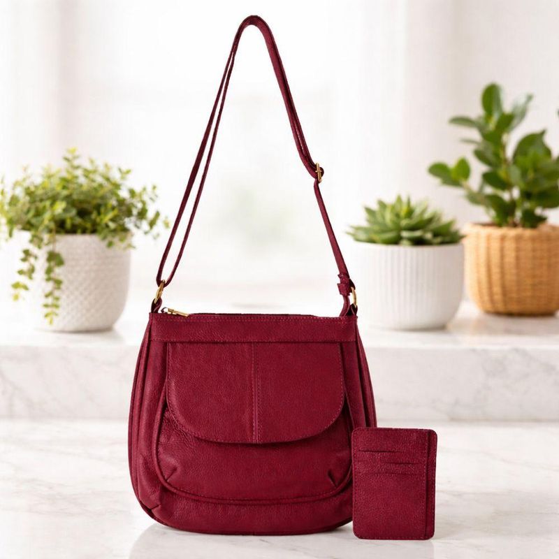 Kit Bolsa E Porta Cartões Topgrife Couro Legítimo Cor Bordô Tamanho único