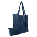 Kit Bolsa Boho Sacola E Necesseire Topgrife Couro Cor Azul Marinho Tamanho único