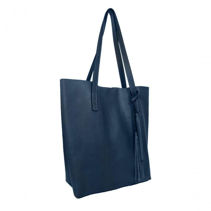 Kit Bolsa Boho Sacola E Necesseire Topgrife Couro Cor Azul Marinho Tamanho único