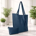Kit Bolsa Boho Sacola E Necesseire Topgrife Couro Cor Azul Marinho Tamanho único