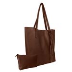 Kit Bolsa Boho Sacola E Necesseire Topgrife Couro Cor Marrom Tamanho único