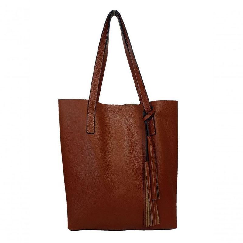 Kit Bolsa Boho Sacola E Necesseire Topgrife Couro Cor Caramelo Tamanho único