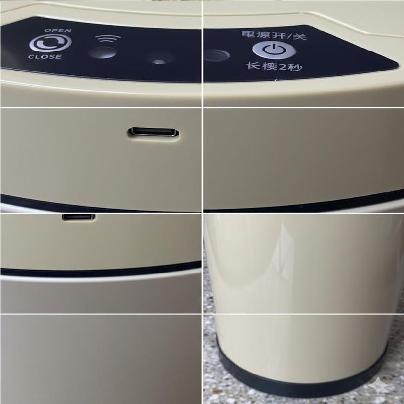Lixeira Automatica Cesto Lixo Sensor Grande 8 Litros Inteligente Luxo Champagne Ouro Recarregavel