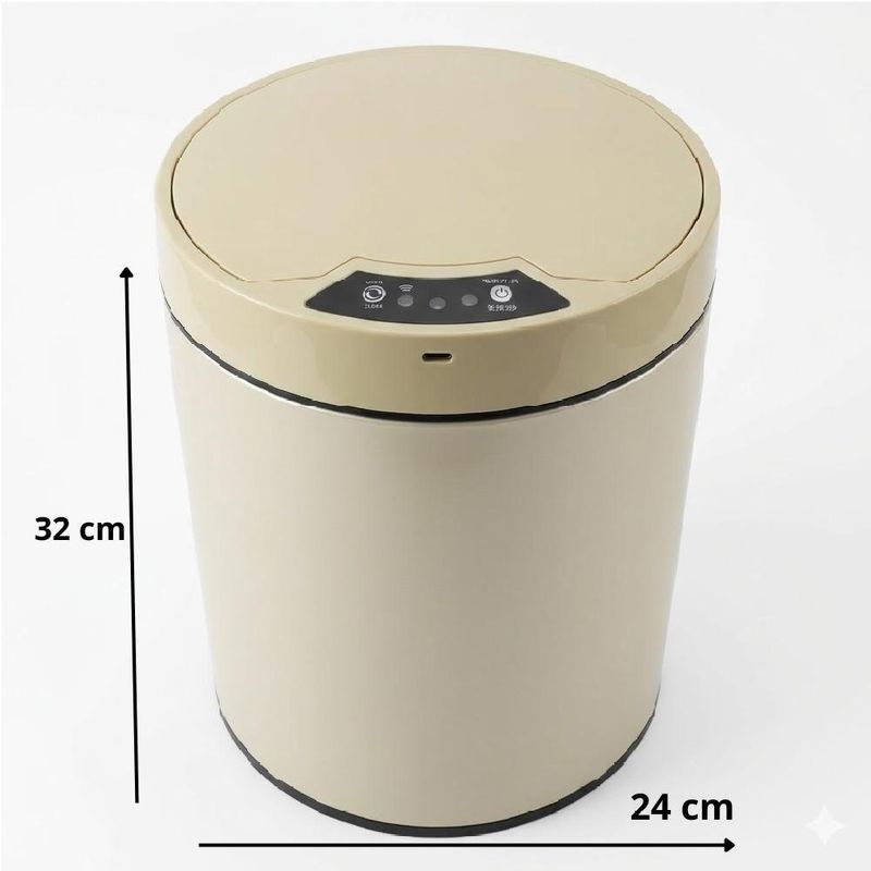 Lixeira Automatica Cesto Lixo Sensor Grande 8 Litros Inteligente Luxo Champagne Ouro Recarregavel