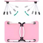 Mesa Notebook Dobravel Home Office Bandeja Sofa Cama Multiuso Suporte Porta Copo Rosa