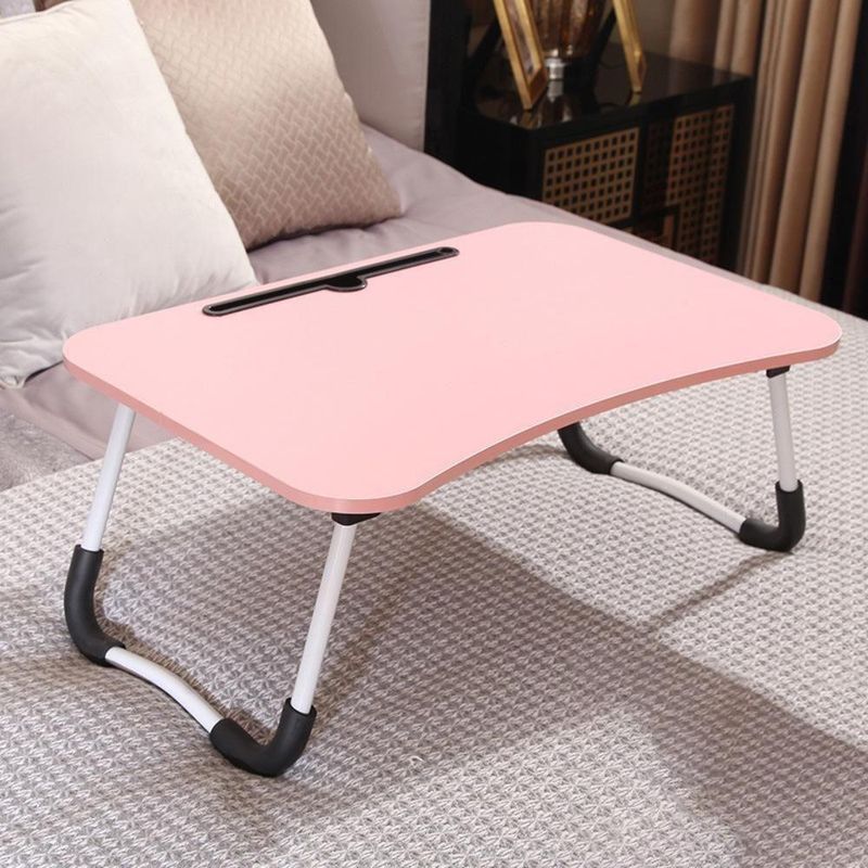 Mesa Notebook Dobravel Home Office Bandeja Sofa Cama Multiuso Suporte Porta Copo Rosa