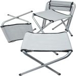 Mesa Maleta Dobravel Em Aluminio Com 4 Cadeiras Portatil 120x60cm Altura Ajustavel