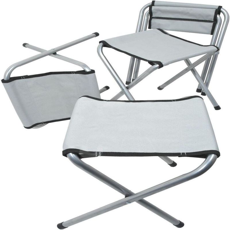 Mesa Maleta Dobravel Em Aluminio Com 4 Cadeiras Portatil 120x60cm Altura Ajustavel