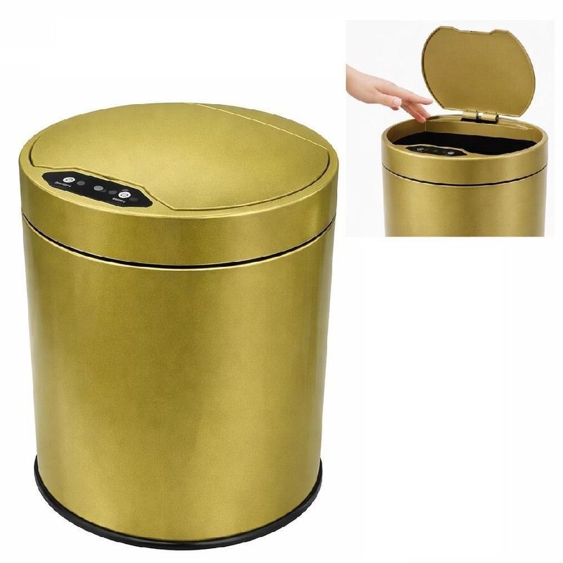 Lixeira Automatica Ouro 8 Litros Sensor Inteligente Inox Amarelo