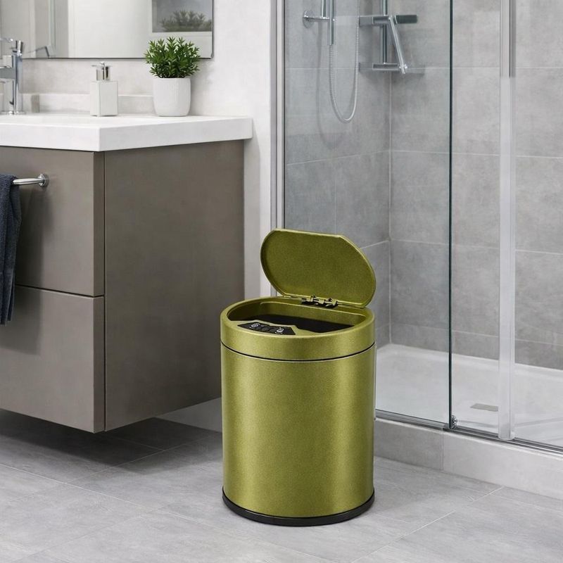 Lixeira Automatica Ouro 8 Litros Sensor Inteligente Inox Amarelo
