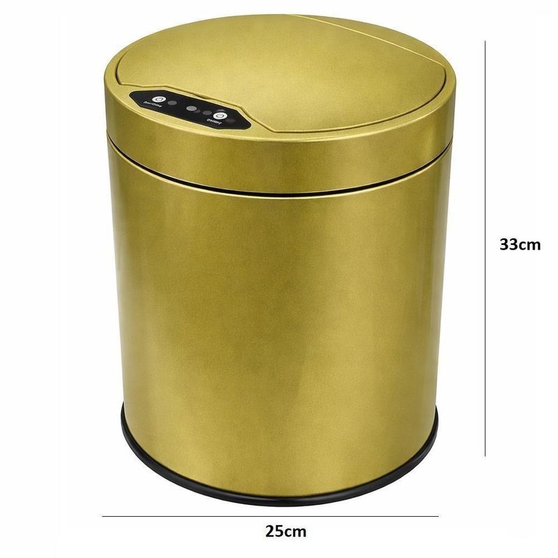 Lixeira Automatica Ouro 8 Litros Sensor Inteligente Inox Amarelo