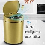 Lixeira Automatica Ouro 8 Litros Sensor Inteligente Inox Amarelo
