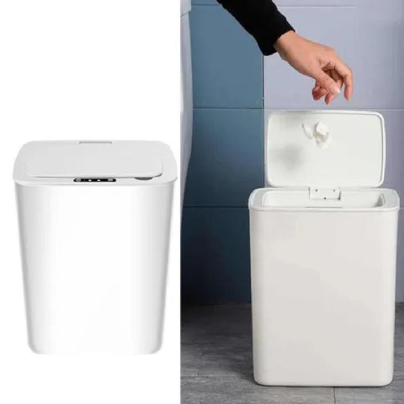 Lixeira Automatica 14l Cesto De Lixo Com Sensor Inteligente Branca