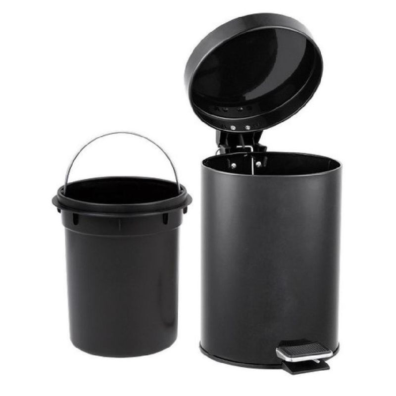 Lixeira Preta Inox 3 Litros Com Pedal Multiuso Black