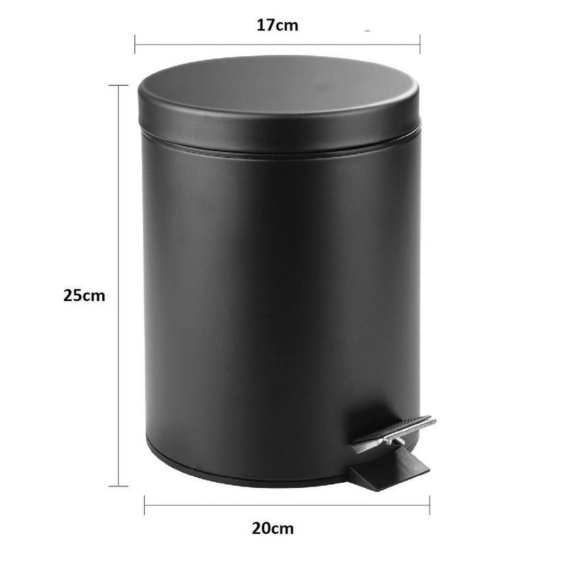 Lixeira Preta Inox 3 Litros Com Pedal Multiuso Black