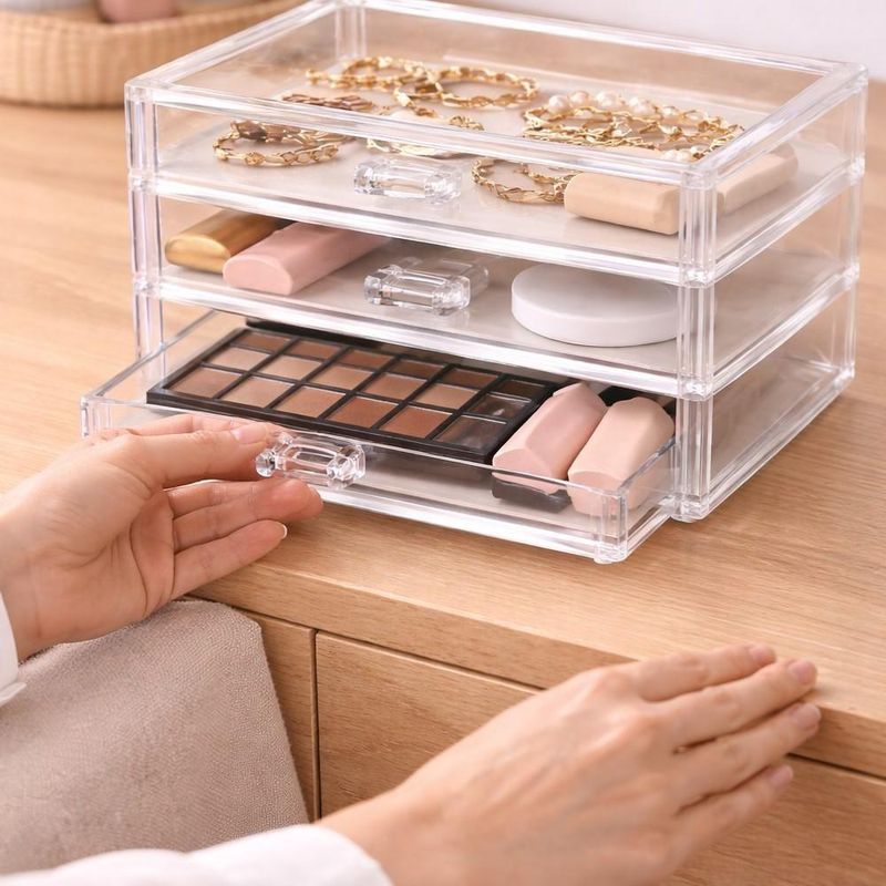 Organizador Maquiagem Cosmeticos Com 3 Gavetas Acrilico