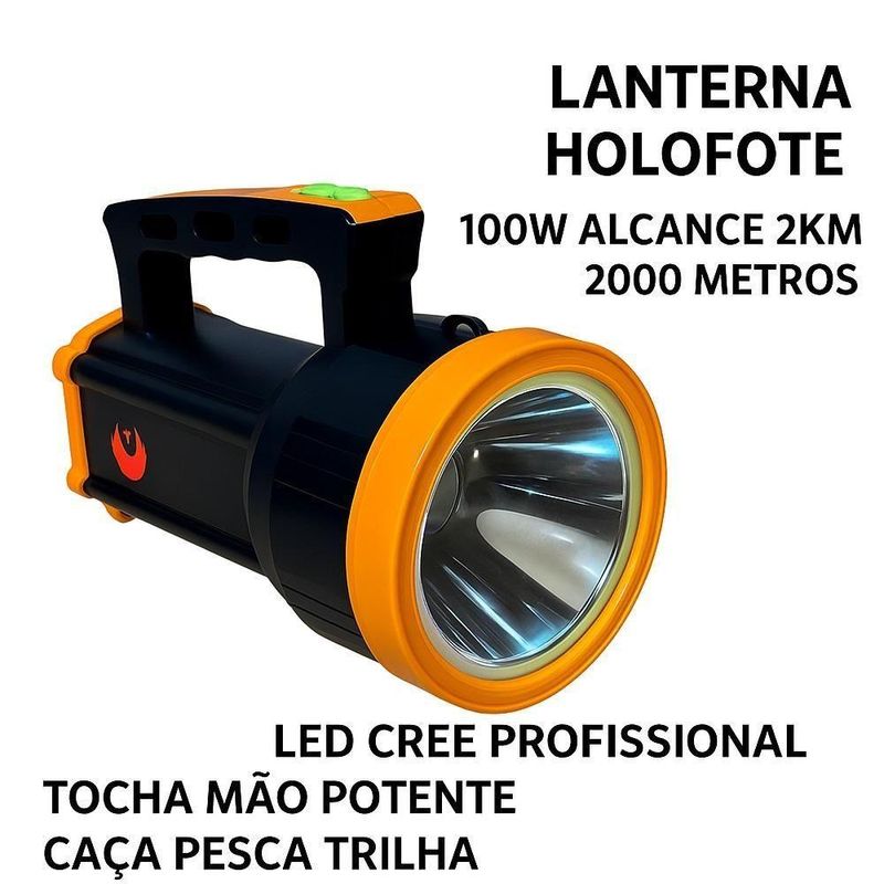 Lanterna Tatica Holofote 100w Alcance 2km Portatil Led Potente Albatroz 2000 Metros