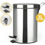 Lixeira Inox 3 Litros Pedal Cesto Lixo Removivel Prateado Banheiro Cozinha Multiuso 3l Luxo Vintage