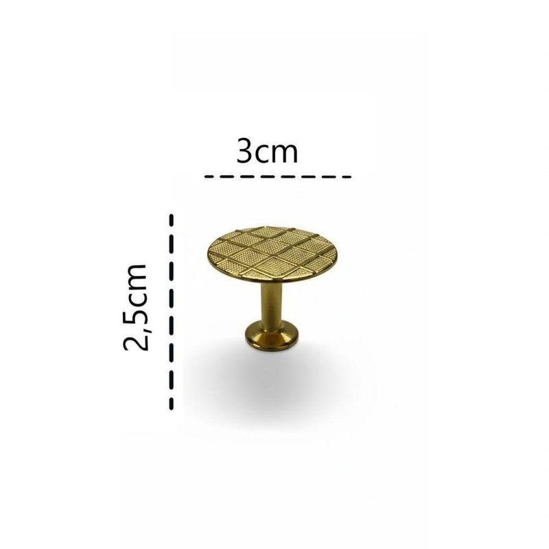 Kit 10 Puxador Moveis Dourado Redondo Ouro Luxo Gaveta Armario Ponto Bola Furo Unico Parafuso