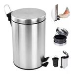 Lixeira Inox 8 Litros Luxo Pedal Cesto Lixo Removivel Retro Vintage Banheiro 8l Prateada