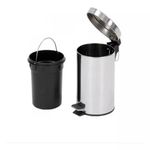 Lixeira Inox 8 Litros Luxo Pedal Cesto Lixo Removivel Retro Vintage Banheiro 8l Prateada