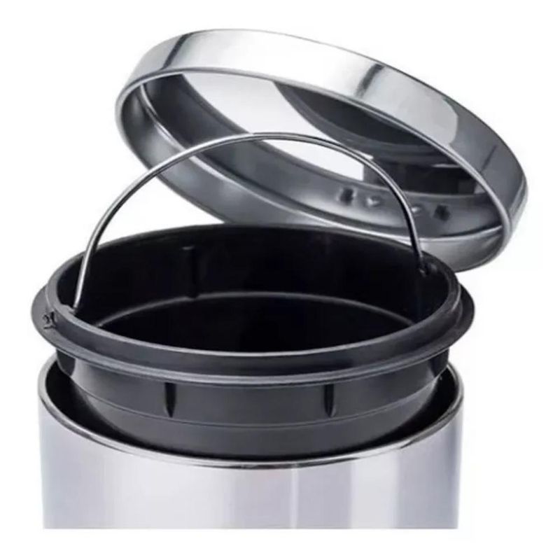 Lixeira Inox 8 Litros Luxo Pedal Cesto Lixo Removivel Retro Vintage Banheiro 8l Prateada