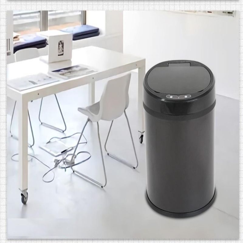 Lixeira Automatica Preta Grande 12 Litros Sensor Inteligente Cozinha Banheiro Inox Cesto Lixo Black