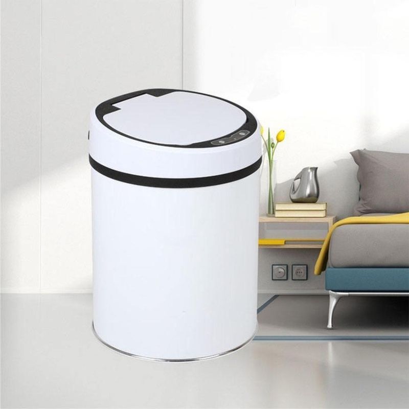 Lixeira Automatica Branca 8 Litros Sensor Inteligente Cozinha Banheiro Inox Cesto Lixo
