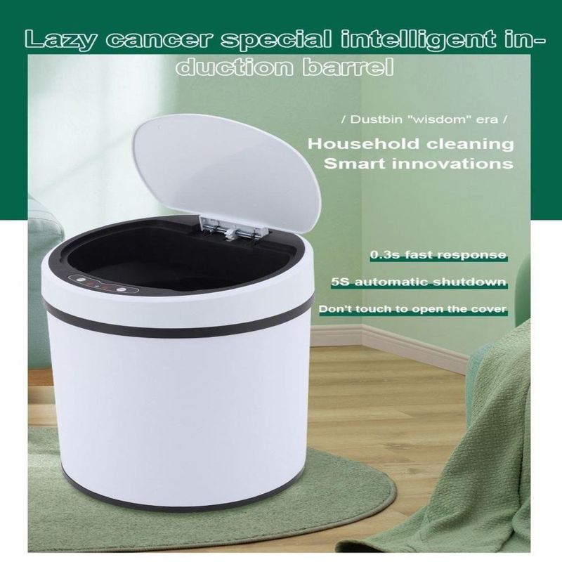 Lixeira Automatica Branca 8 Litros Sensor Inteligente Cozinha Banheiro Inox Cesto Lixo