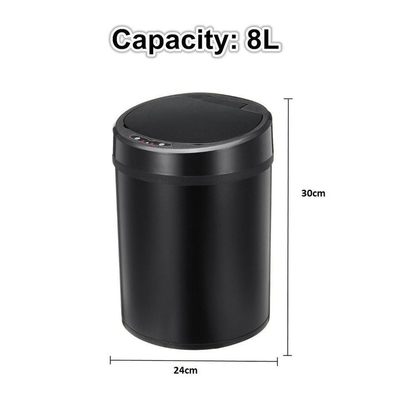Lixeira Automatica Branca 8 Litros Sensor Inteligente Cozinha Banheiro Inox Cesto Lixo