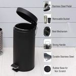 Lixeira Preta Inox 8 Litros Pedal Cesto Lixo Black Removivel Retro Banheiro Cozinha 8l Multiuso