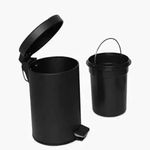 Lixeira Preta Inox 8 Litros Pedal Cesto Lixo Black Removivel Retro Banheiro Cozinha 8l Multiuso
