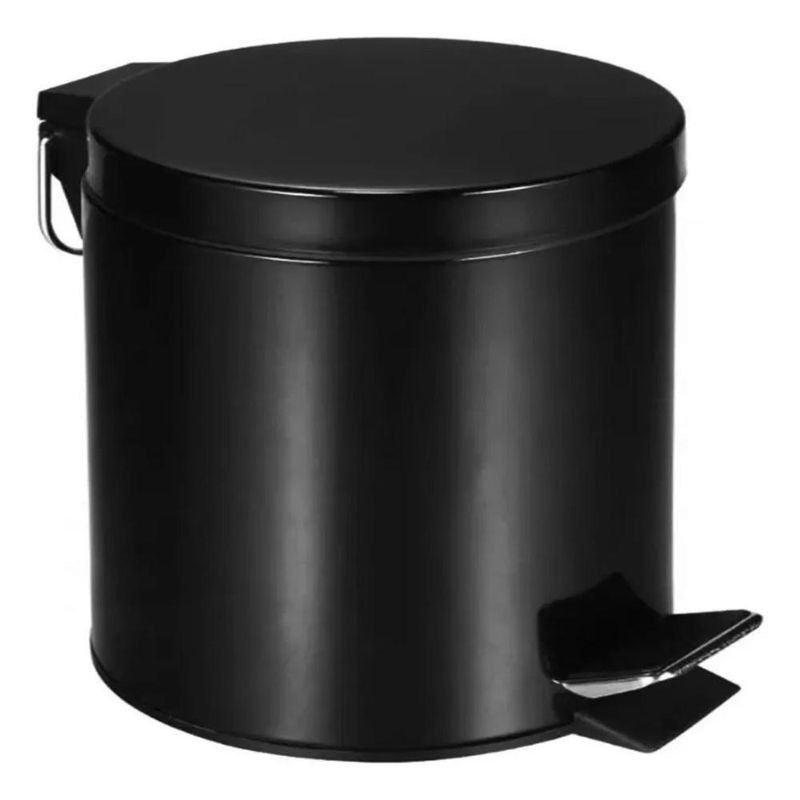 Lixeira Preta Inox 8 Litros Pedal Cesto Lixo Black Removivel Retro Banheiro Cozinha 8l Multiuso