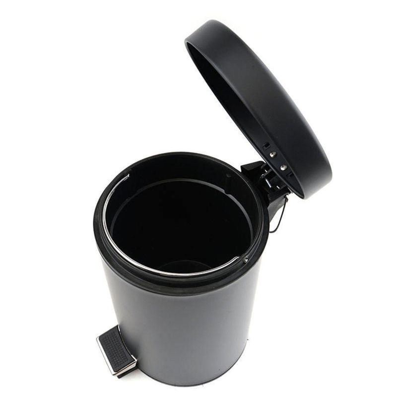 Lixeira Preta Inox 8 Litros Pedal Cesto Lixo Black Removivel Retro Banheiro Cozinha 8l Multiuso