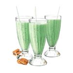 Jogo Taca Copo De Vidro Para Suco Milk Shake Kit 6 Peças Sobremesa E Sorvete Alta Grande Retro 360ml