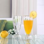 Jogo Taca Copo De Vidro Para Suco Milk Shake Kit 6 Peças Sobremesa E Sorvete Alta Grande Retro 360ml